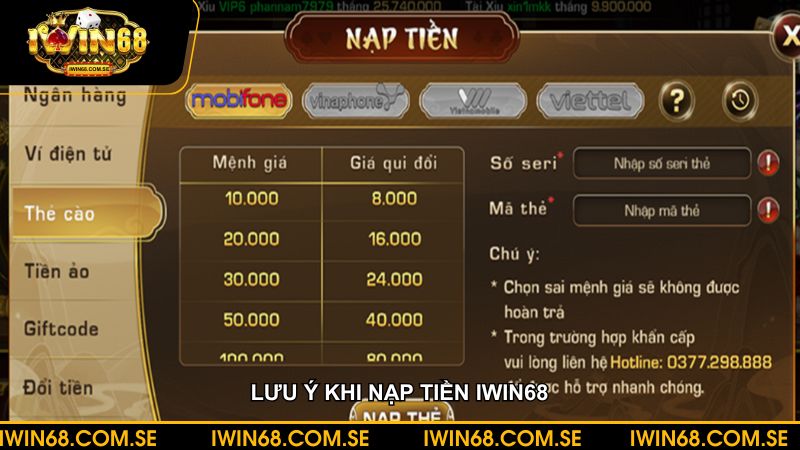 Chú ý khi nạp tiền để tránh rắc rối không đáng có